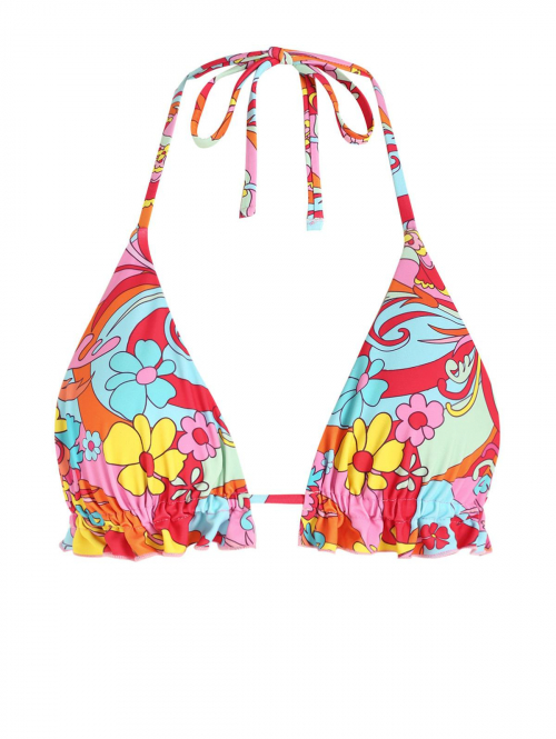 ZAFUL Halter Floral Frilled Bikini Top M Multi a