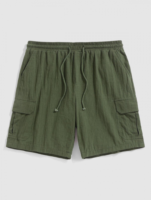 ZAFUL Multi-pockets Design Drawstring Casual Shorts M Deep green