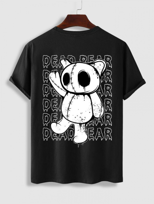 ZAFUL Men's Streetwear DEAD BEAR Graphic Short Sleeves Cotton Tee Xxl Black