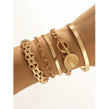 5Pcs Metal Hip Hop Bracelets