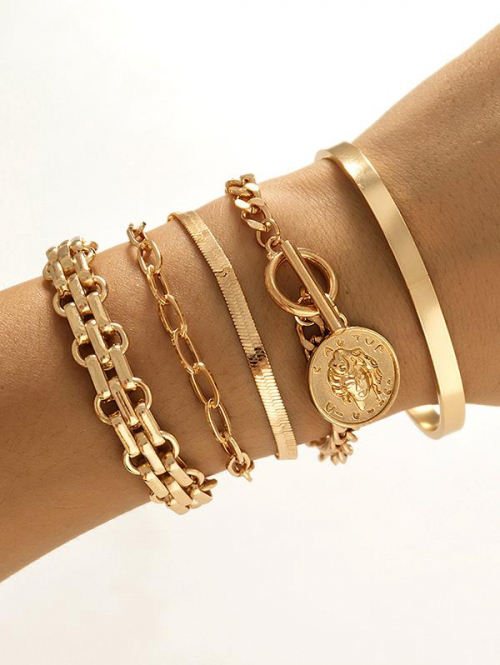 5Pcs Metal Hip Hop Bracelets