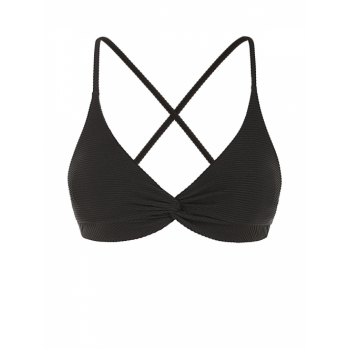 ZAFUL Twist Textured Bikini Top M Black