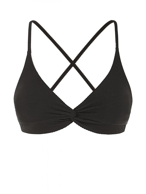 ZAFUL Twist Textured Bikini Top M Black