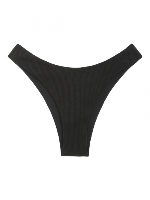 ZAFUL Textured Cheeky Bikini Bottom M Black