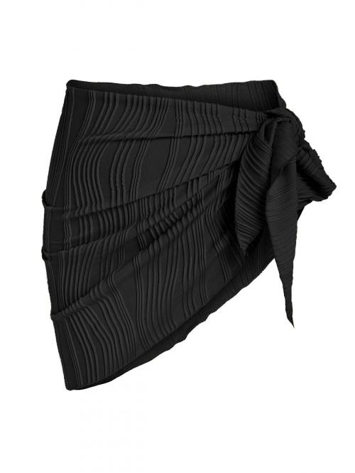 Women Beach ZAFUL Textured Tie Side Beach Sarong Black