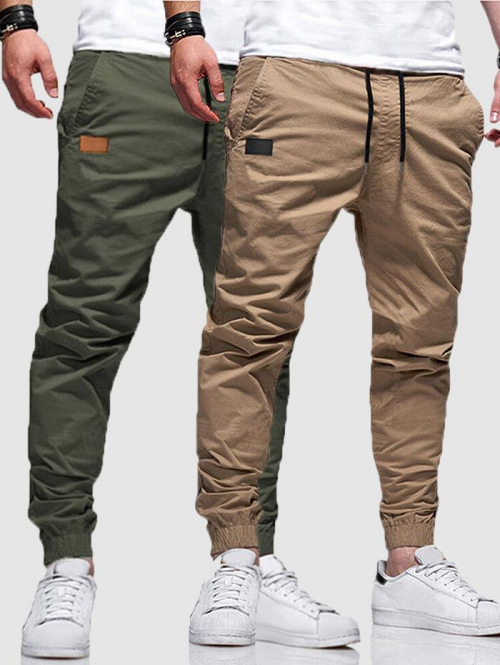 ZAFUL Men's 2Pcs Patched Pockets Drawstring Pants Set M Multi c