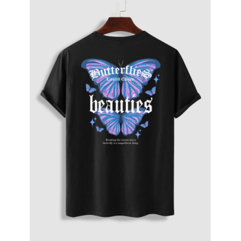 ZAFUL Men's Butterflies Beauties Pattern Short Sleeves T-shirt L Black