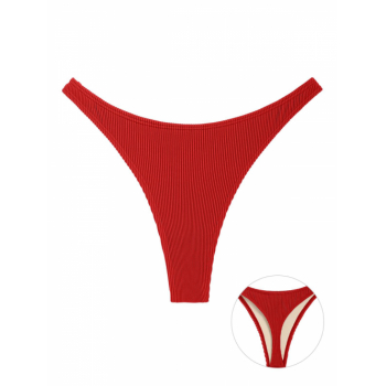 ZAFUL Textured Thong Bikini Bottom M Red