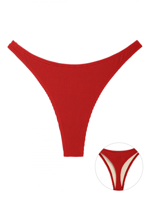 ZAFUL Textured Thong Bikini Bottom M Red