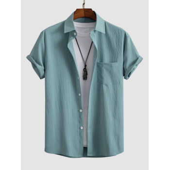 ZAFUL Men's Solid Color Textured Short Sleeves Shirt Xl Light blue