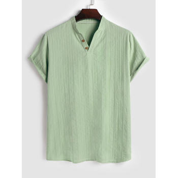 ZAFUL Men's Jacquard Weave Cotton and Linen Textured Short Sleeves T-shirt S Light green