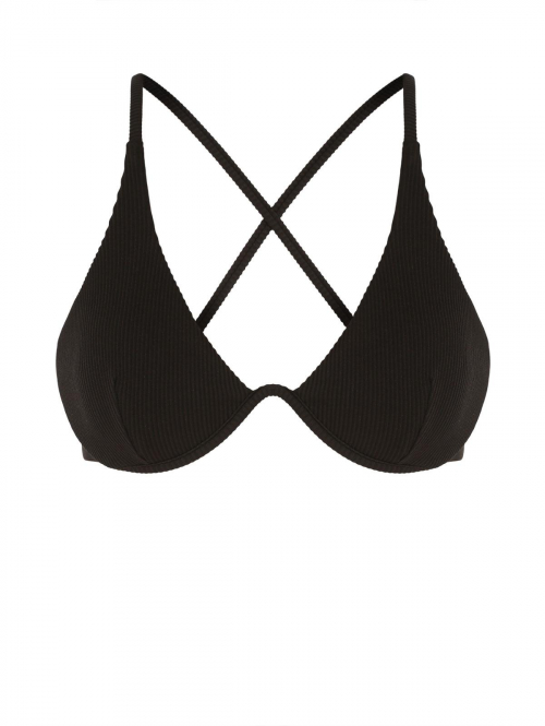 ZAFUL Textured Criss Cross Monowire Bikini Top L Black