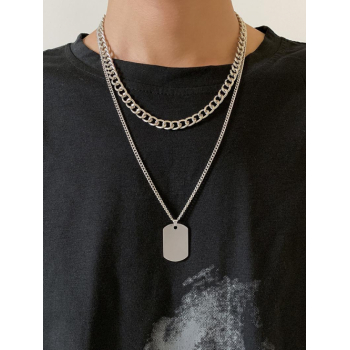 2Pcs Chain Tag Pendant Necklaces