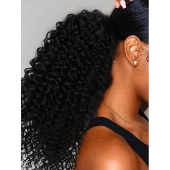 Natural Color Kinky Curly Ponytail Human Hair Extension