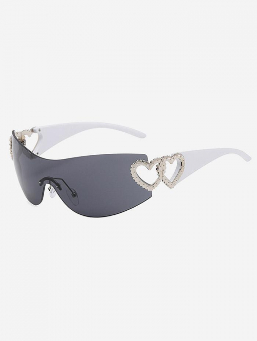 Fashion Women Heart Shape Rimless Sunglasses