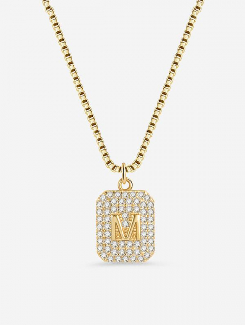 Zircon Initial M Pendant Necklace