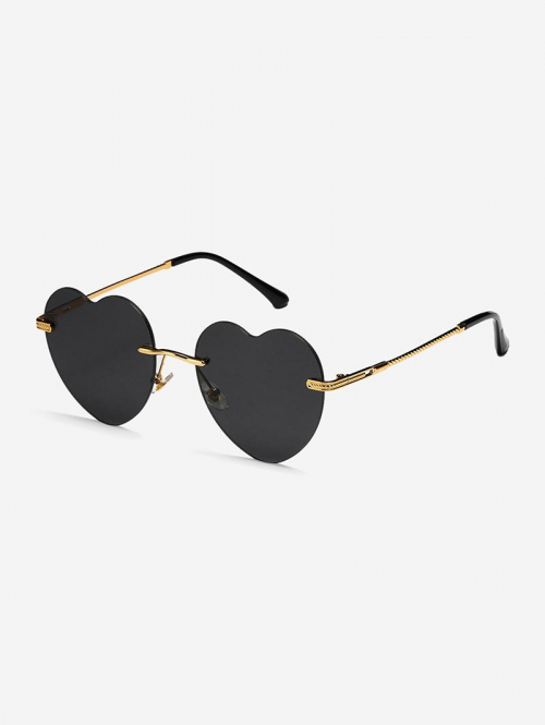 Fashion Women Heart Shape Metal Sunglasses