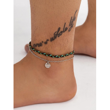 2Pcs Engrave Tree Pendant Anklets