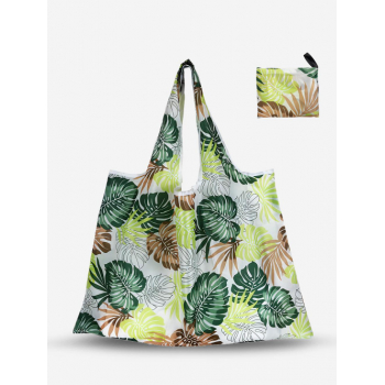 ZAFUL Tropical Leaves Pattern Foldable Large Capacity Shopper Tote Bag with Coin Purse