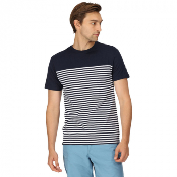 Regatta Mens Shorebay Coolweave Striped Tee T Shirt 5XL - Chest 55-57' (140-145cm)