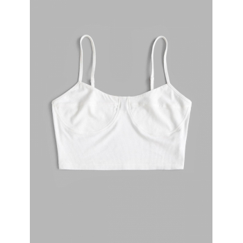 Women Tank Tops ZAFUL Ribbed Bustier Tank Top M White