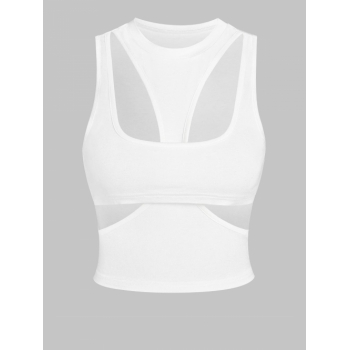 Women Tank Tops ZAFUL Cut Out Slim Crop Tank Top M White