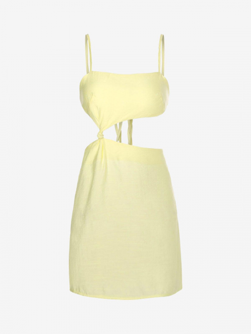 Bodycon Dress Cami Cut Out Mini Dress M Yellow