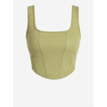 Women Tank Tops ZAFUL Corset-style Textured Knit Tank Top L Light green