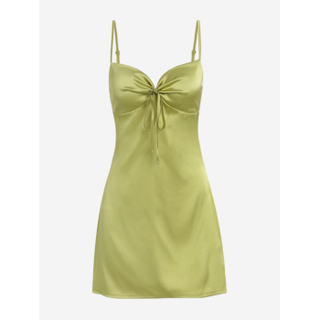 Mini Dress ZAFUL Cami Silky Satin Tie Front Mini Dress L Light green