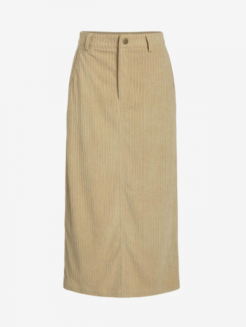 ZAFUL Back Slit Corduroy Midi Skirt S Light coffee