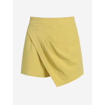 ZAFUL Ruched Overlap Design Skort L Yellow