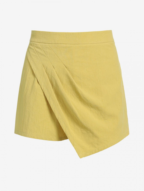 ZAFUL Ruched Overlap Design Skort L Yellow