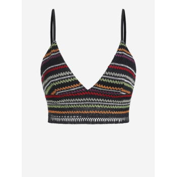 Women Tank Tops ZAFUL Rainbow Zig Zag Knitted Bralette Camisole L Black