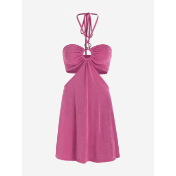 Casual Jersey O Ring Cut Out Halter Mini Dress S Light pink