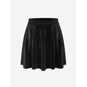 Velour Mini Circle Skirt S Black