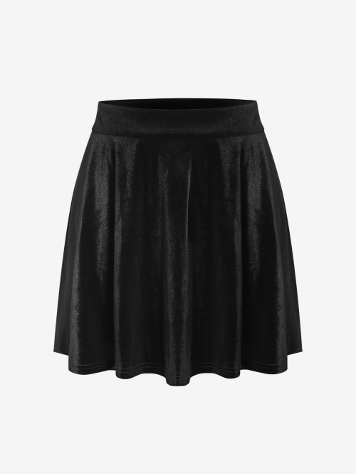 Velour Mini Circle Skirt S Black