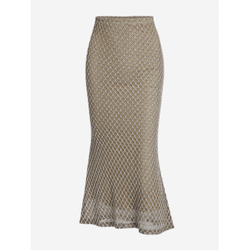 ZAFUL Fishnet Knitted Midi Mermaid Skirt S Light coffee