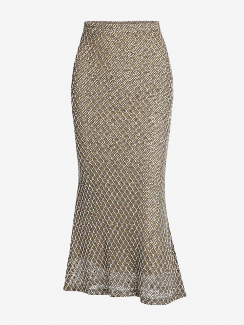 ZAFUL Fishnet Knitted Midi Mermaid Skirt S Light coffee