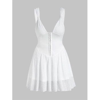 Mini Dress Hook-and Eye Corset-style Lingerie Style Mini Dress L White