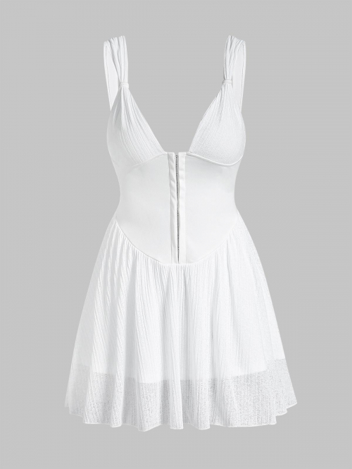 Mini Dress Hook-and Eye Corset-style Lingerie Style Mini Dress L White