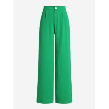 ZAFUL Pleated Solid Straight Leg Pants M Green