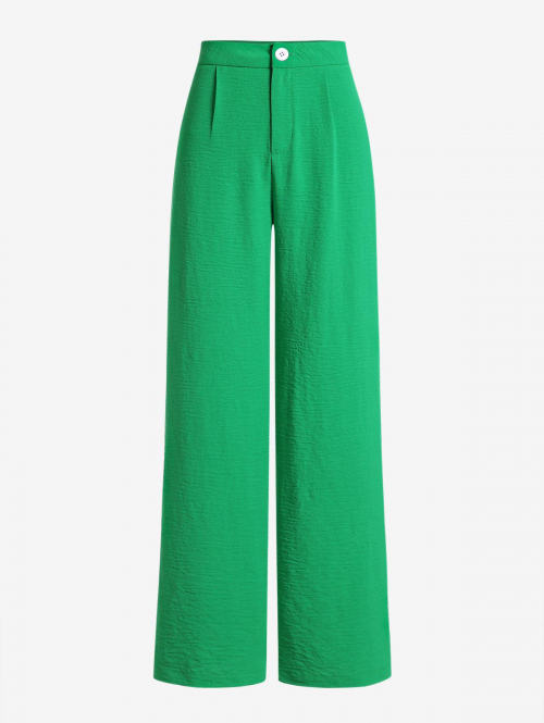 ZAFUL Pleated Solid Straight Leg Pants M Green