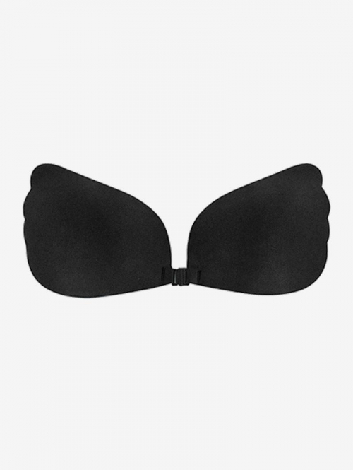 Wings Shape Reusable Push Up Gathering Strapless Bras Sticky Bra Adhesive Invisible Bra Cup b Black