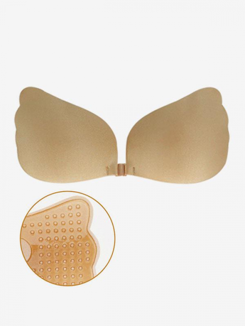 Wings Shape Reusable Push Up Gathering Strapless Bras Sticky Bra Adhesive Invisible Bra Cup a Light orange