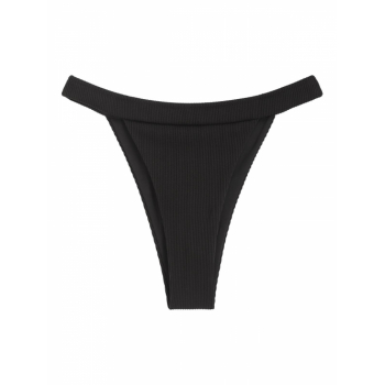 ZAFUL High Cut Textured Tanga Bikini Bottom L Black