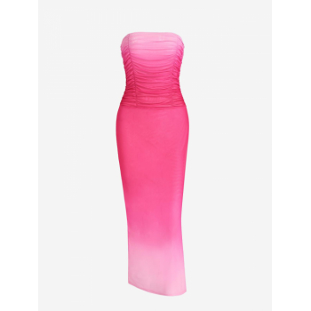 Bodycon Dress Ombre Sleeveless Vacation Tube Vegas Dress L Light pink