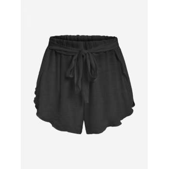 Tie Front Semi-sheer Side Slit Beach Vacation Tulip Shorts L Black