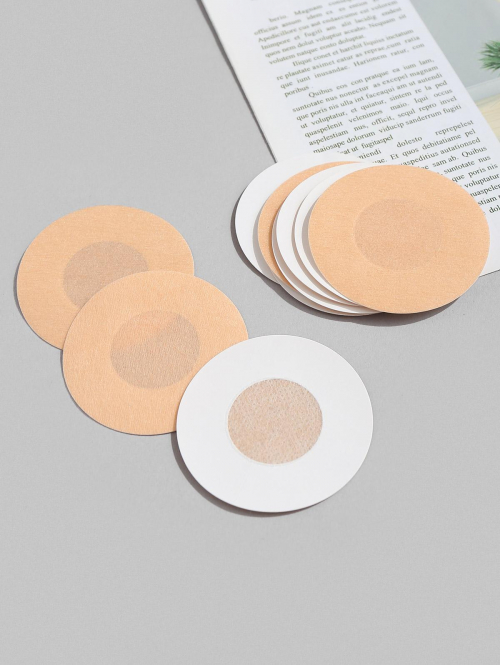 10Pcs Disposable Nipple Covers Invisible No Show Breast Pasties Adhesive Bra Non-Woven Swimming Wearing Chest Stickers Light coffee