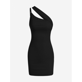 Bodycon Dress Skew Collar Cut Out Mini Bodycon Dress L Black