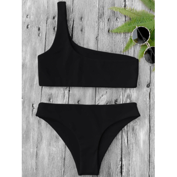 One Shoulder Bikini Set L Black